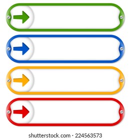 four frames for entering text with screws and arrow