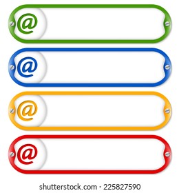 four frames for entering text with screws and email symbol