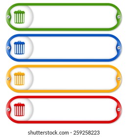 four frames for entering text with screws and trashcan