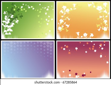 Four frames with seasonal theme and halftones.