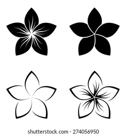 Four frangipani silhouettes for design vector/