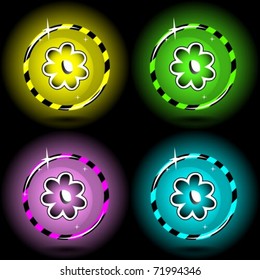 Four fresh spring color button illustration