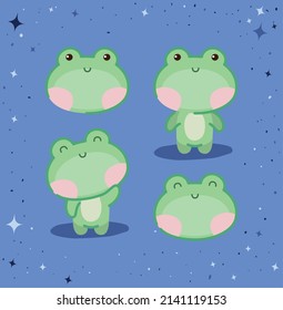 Four Frogs Set With Sparks