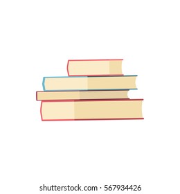 Four front book in flat design style. Vector learning symbol.