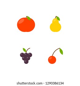 Four fruit icon in flat style. Vector illustration.