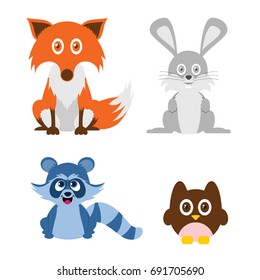 Four of funny animals vector illustration