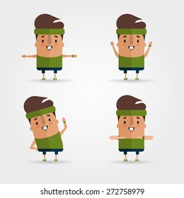 Four Funny Cartoon Characters Exercising