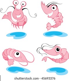 Four funny shrimps