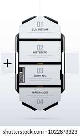 Four futuristic options in clean hi-tech/techno style on white background