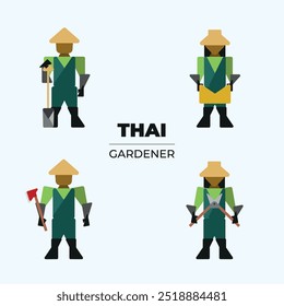 Four gardeners with Thai hats