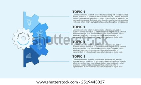 Four gear section infographic diagram