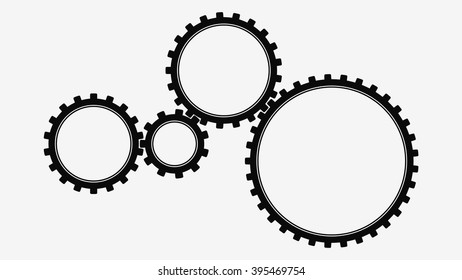 Four gears on the grey background.