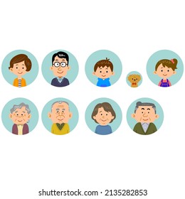 Four Generation Family Upper Body Icon