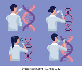 four genetic testing set icons