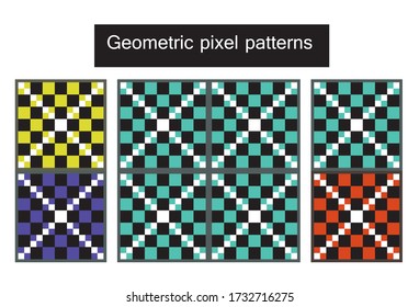 Four geometric chess pixel patterns