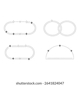 Four geometric frames with stars isolated on white background