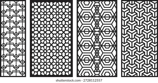 Four and geometric jali patterns with intricate decorative