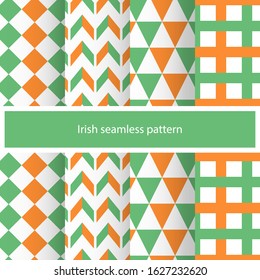 Four geometric seamless pattern in ireland colors.