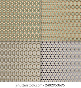 Four geometric seamless patterns. Can be used on textiles, wallpapers, surfaces, venue designs and as a background for cards and invitations