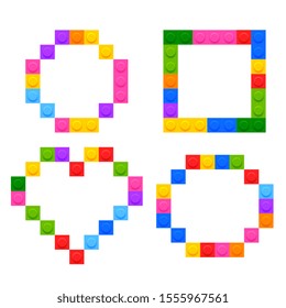 four geometric shapes made by plastic toy blocks