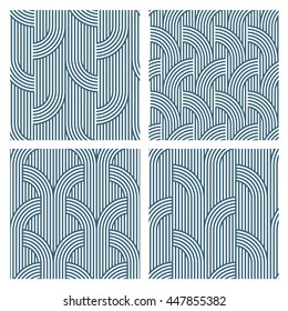Four Geometric striped seamless patterns. Vector set