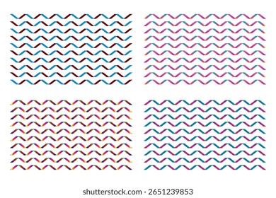 Four Geometric Zigzag Patterns in Vibrant Colors.
