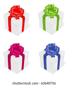 Four gift boxes. Photo-realistic vector.