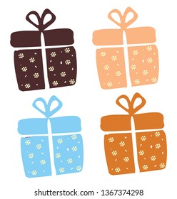 Four gift boxes vector or color illustration