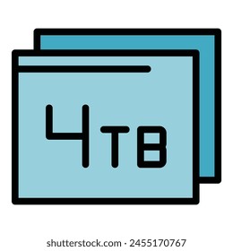 Four gigabyte icon outline vector. Memory data. Camera mobile color flat