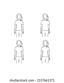 Four girl  line art illustration