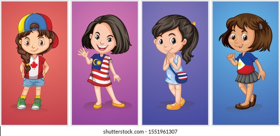 Cuatro niñas con diferentes antecedentes
