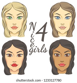 Four girls. Set.