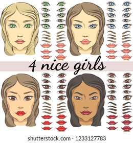Four girls. Set.