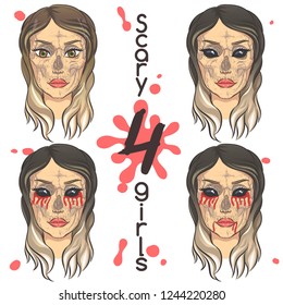 Four girls. Set.