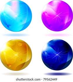 four glass Christmas bales with contour snowflakes
