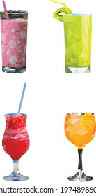 Four Glass Low Poly Style Vector Illustrator