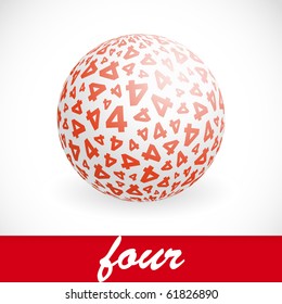 FOUR. Globe with number mix. Vector illustration.