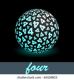FOUR. Globe with number mix. Vector illustration.