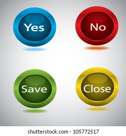 Four Glossy Icon Set, with Words