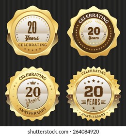 Four gold celebrating 20 years badges
