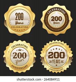 Four Gold Celebrating 200 Years Badges