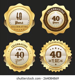 Four Gold Celebrating 40 Years Badges