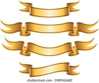 Four gold colored Banderoles in different Shapes