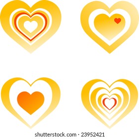 Four Gold heart for valentine day