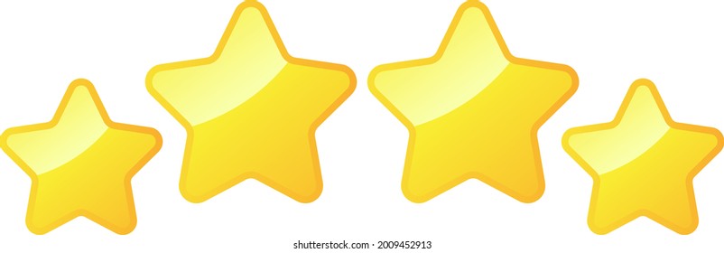 Four Gold Stars - Amazing vector icon of four gold rounded stars suitable for game assets, animation, apps, icon, sign, sticker, children book, decoration, and illustration in general - Vector Icon