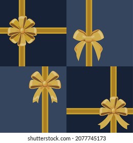 four golden bows set icons