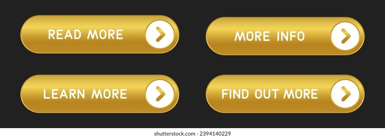 Four golden CTA buttons set.