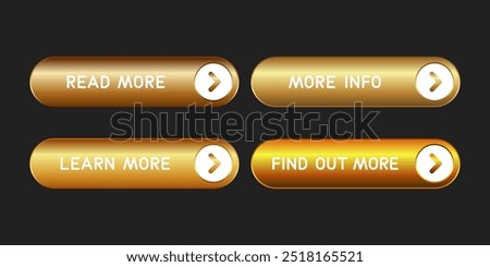Four golden CTA buttons set.