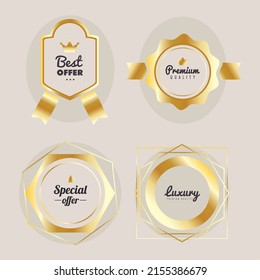 four golden emblems set icons