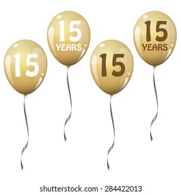 four golden jubilee balloons for 15 years